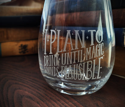 Etched Wine Glass